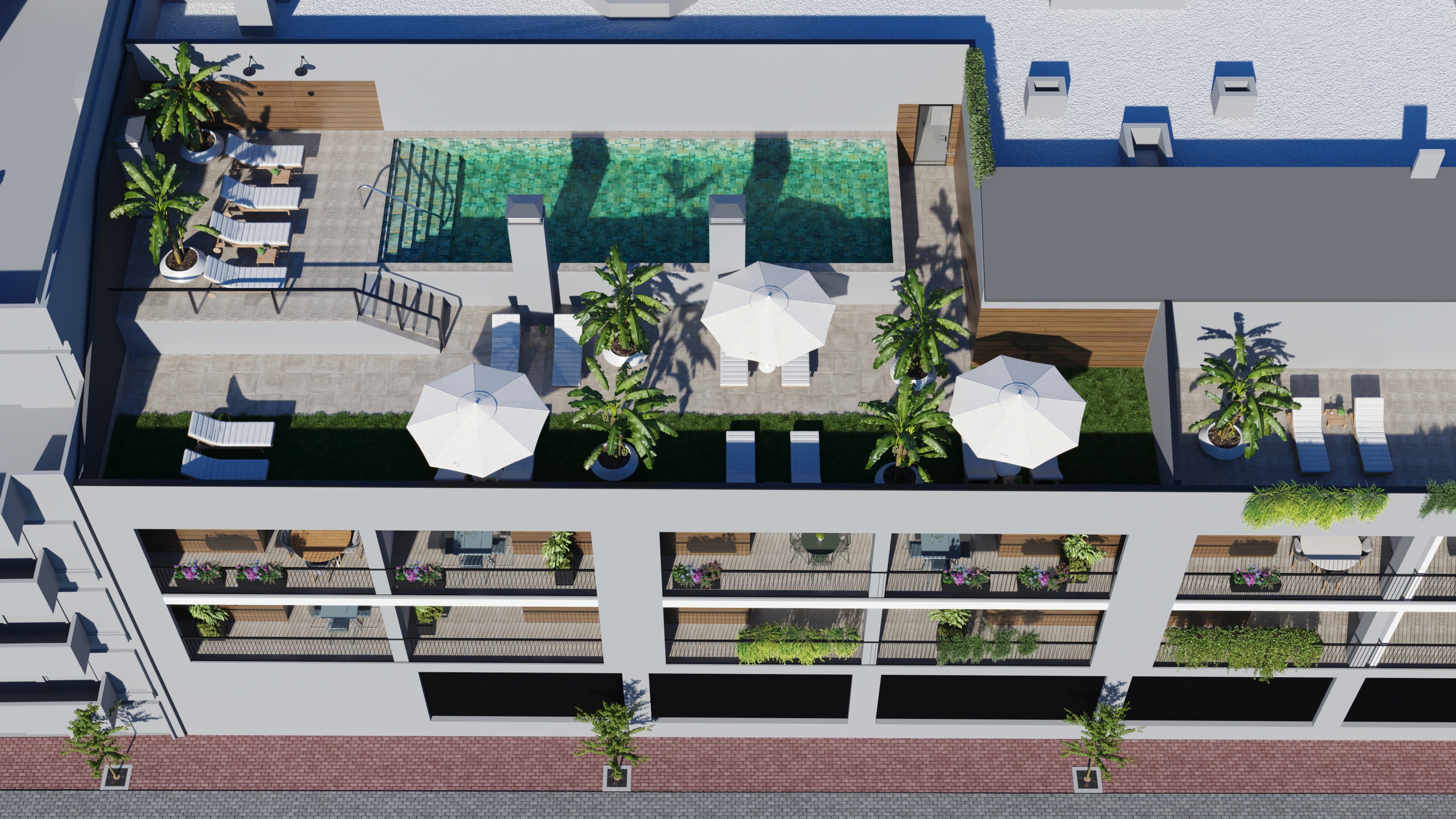 Edificio Abril piscina vista aerea ronda sur murcia